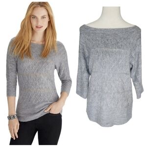 White House Black Market women's gray shimmery wool sweater size large